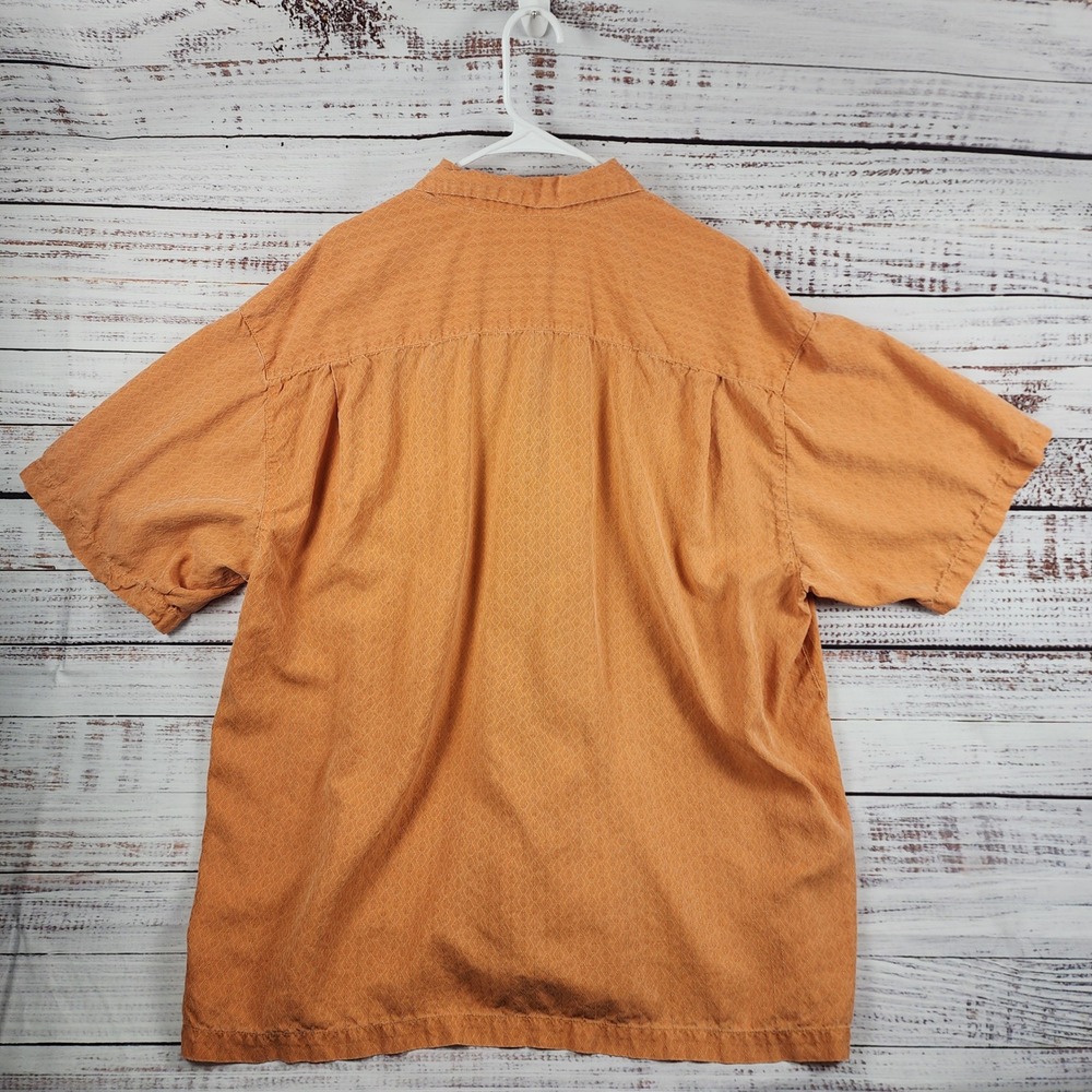 Tommy Bahama Silk Short Sleeve Button Down Shirt XXL Regular Orange Textured - Picture 2 of 7